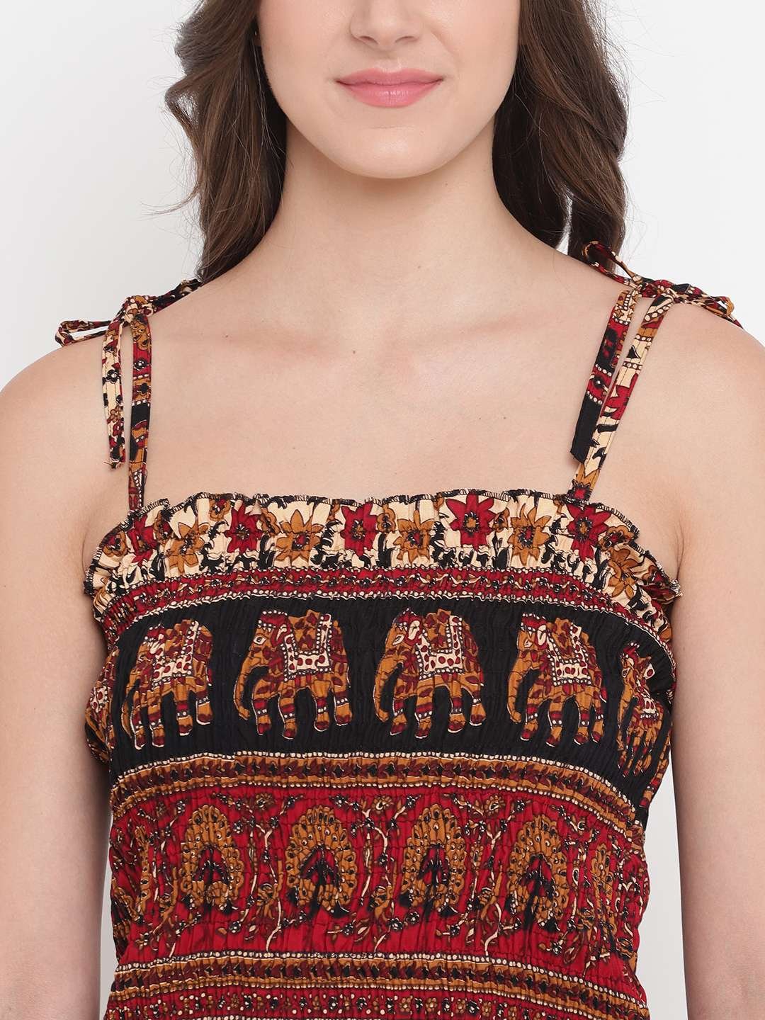 Women's Rayon Printed Casual Summer Style Tie Shoulder Straps Free Size Tank Top ( Multi9) - Image 4