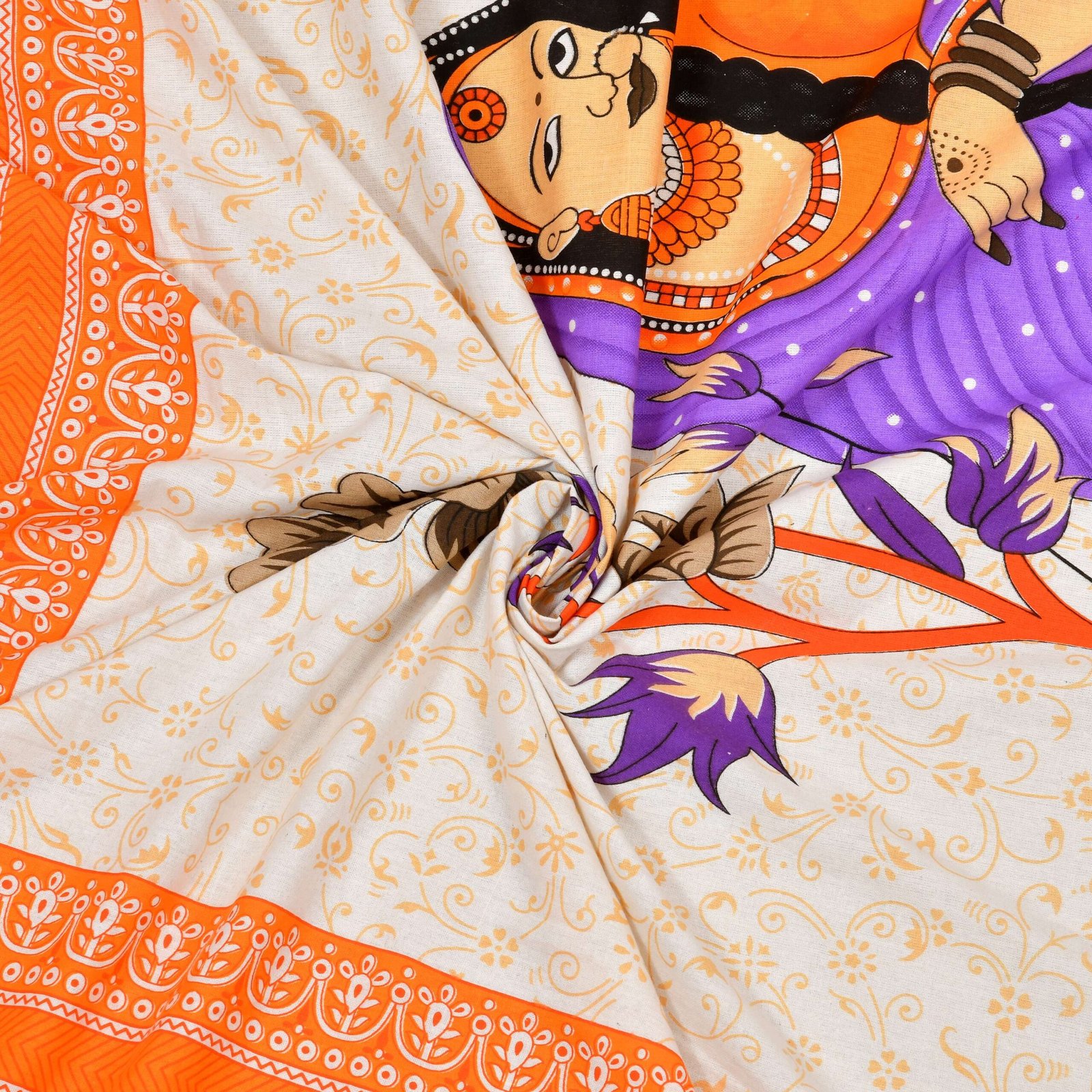 Rajasthani Traditionally Printed Cotton Doublebed Bedsheet With Pack of 2 Pillow Covers - Image 4